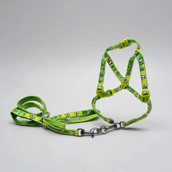 Green_Printed_Nylon_Harness_&_Leash_Set_For_Dogs_-_Pack_of_2