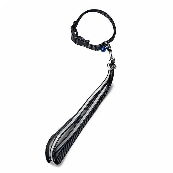 Black_Nylon_Reflective_Dog_Collar_And_Leash_Set_-_Pack_of_2