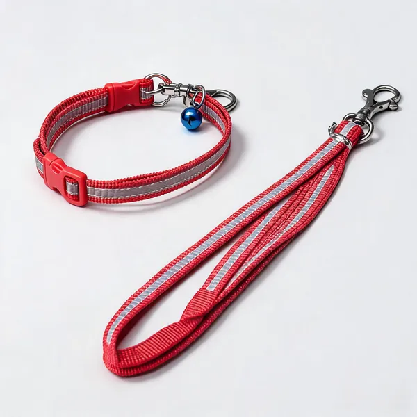 Red_Nylon_Braided_Reflecting_Dog_Collar_And_Leash_Set_-_Pack_of_2