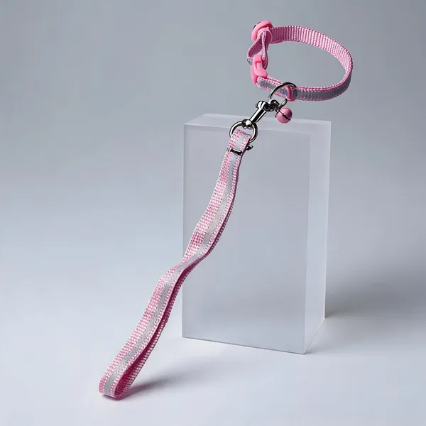 Pink_Reflective_Nylon_Harness_Leash_Set_For_Dog_And_Cat_-_Pack_of_2