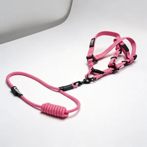 Pink_Braided_Rope_Harness_And_Leash_Set_For_Dogs