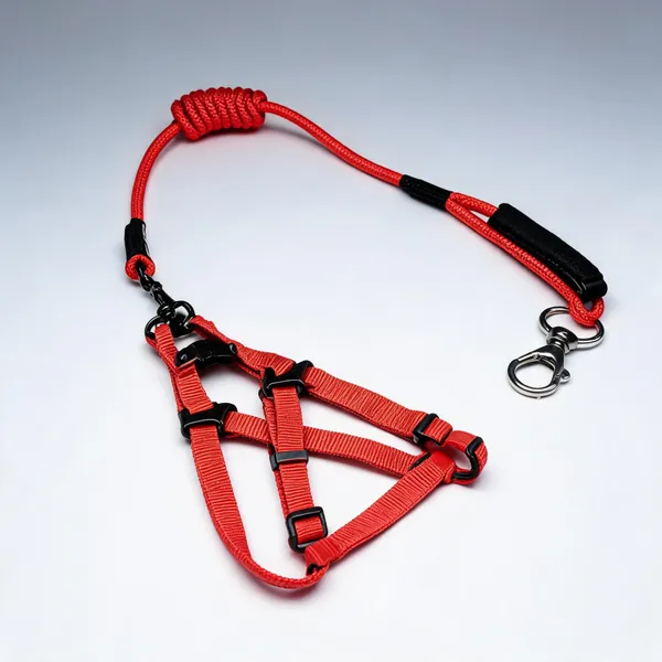 Red_Nylon_Woven_Rope_Dog_Harness_Set