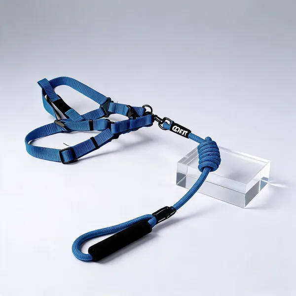 Blue_Nylon_Padded_Rope_Dog_Harness_And_Leash_Set
