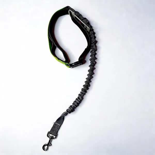 Grey_Nylon_Coiled_Double_Handle_Dog_Leash