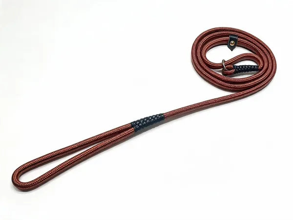Brown_Braided_Nylon_Adjustable_Loop_Show_Leash_For_Dogs