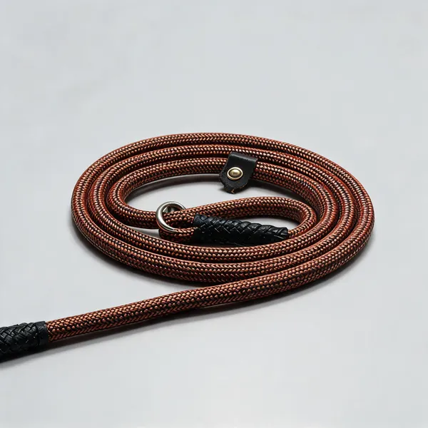 Brown_Braided_Nylon_Adjustable_Loop_Show_Leash_For_Dogs