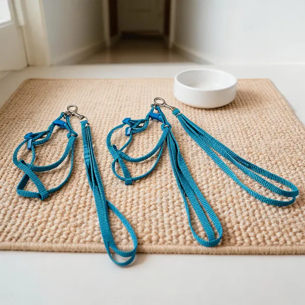 Nylon_Blue_Adjustable_Dog_Harness_And_Leash_Set_-_Pack_of_2