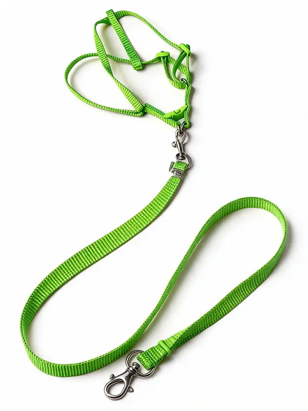 Green_Nylon_Adjustable_Dog_Harness_And_Leash_Collar_Set_-_Pack_of_2