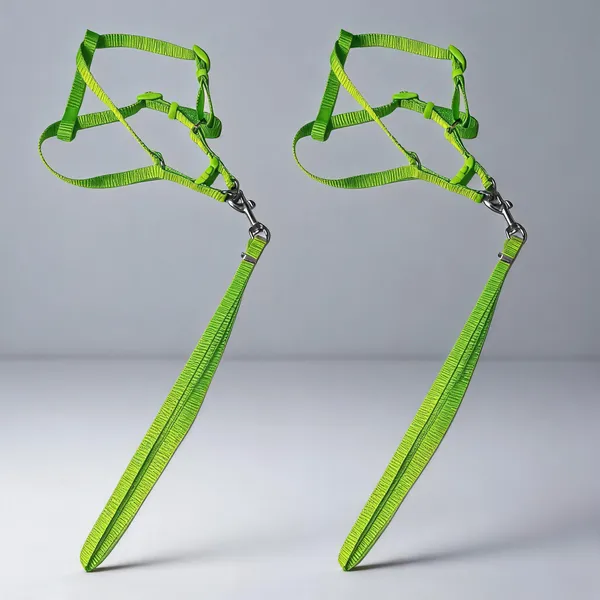 Green_Nylon_Adjustable_Dog_Harness_And_Leash_Set_-_Pack_of_2