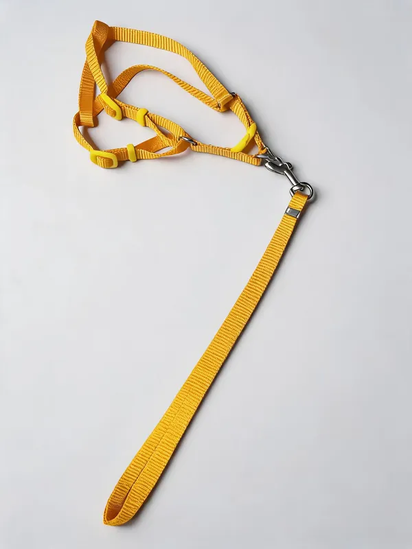 Yellow_Nylon_Dog_Harness_And_Leash_Set_-_Pack_of_2