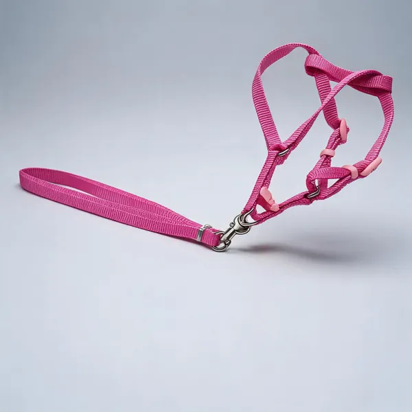 Pink_Nylon_Adjustable_Dog_Harness_And_Leash_Set_-_Pack_of_2
