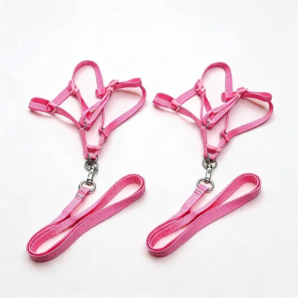 Pink_Nylon_Adjustable_Dog_Harness_And_Leash_Set_-_Pack_of_2