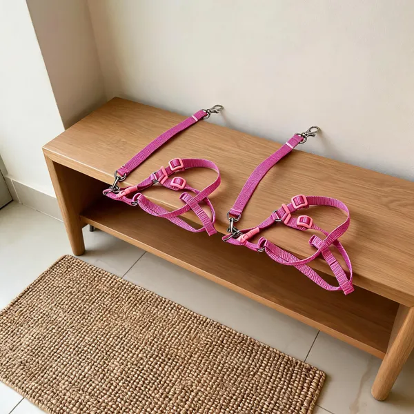 Pink_Nylon_Adjustable_Dog_Harness_And_Leash_Set_-_Pack_of_2