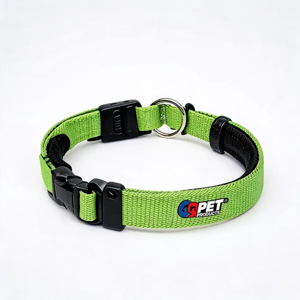 Nylon_Adjustable_Collar_With_Metal_D-Ring_For_Dogs_And_Cats_Green_-_Pack_of_2