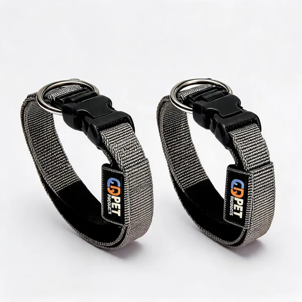 Grey_Nylon_Adjustable_Dog_Collar_With_Metal_D-Ring_-_Pack_of_2