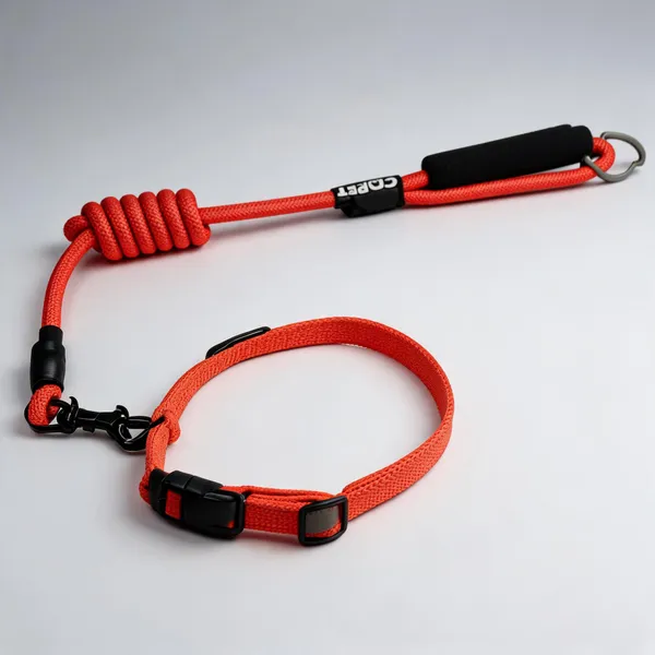 Orange_Braided_Rope_Dog_Collar_And_Leash_Set