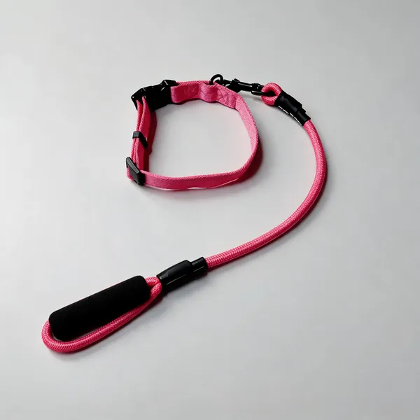 Pink_Nylon_Rope_Dog_Harness_And_Collar_Set