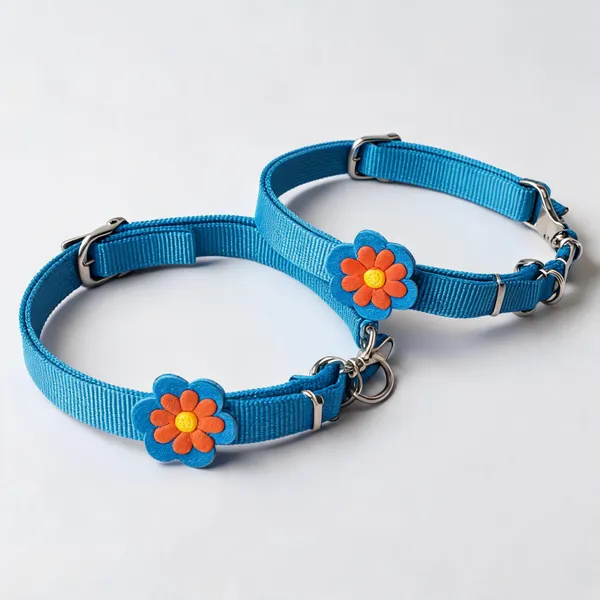 Blue_Nylon_Sunflower_Embellished_Dog_Collar_Set_-_Pack_of_2