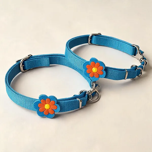 Blue_Nylon_Sunflower_Embellished_Dog_Collar_Set_-_Pack_of_2