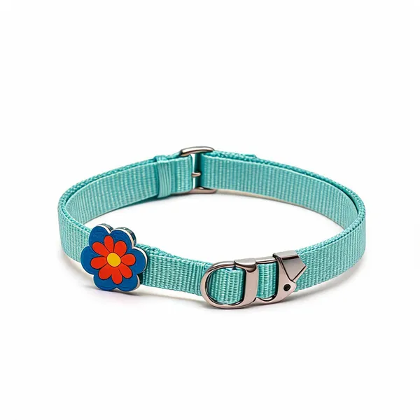 Mint_Green_Nylon_Sunflower_Embellished_Dog_Collar_Set_-_Pack_of_2