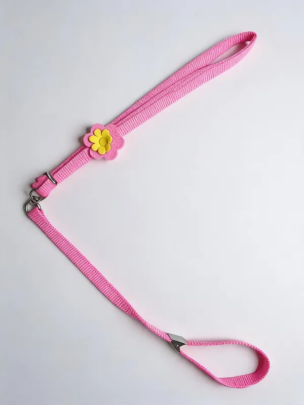 Pink_Nylon_Flower_Embellished_Dog_Harness_Set_-_Pack_of_2
