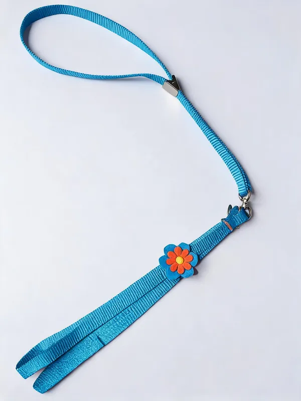 Blue_Nylon_Floral_Dog_Collar_And_Leash_Set_-_Pack_of_2