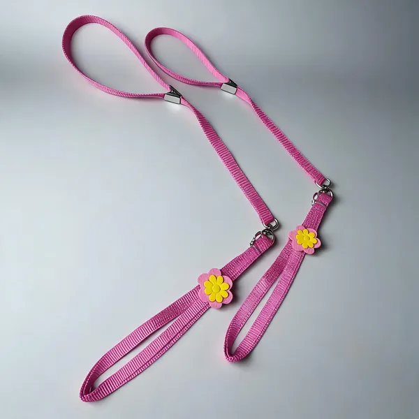 Pink_Nylon_Sunflower_Dog_Collar_And_Leash_Set_-_Pack_of_2