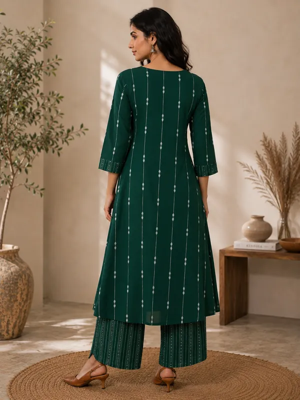 Green_Handloom_Cotton_A-Line_Kurta_Set_For_Women