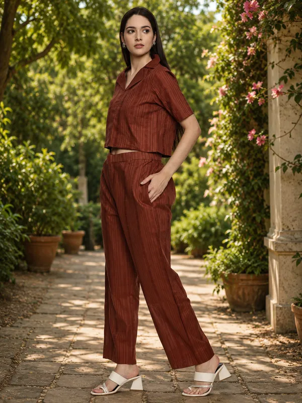Rust_Cotton_Relaxed_Fit_Co-Ord_Set_For_Women