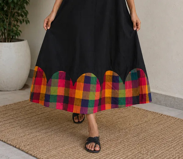 Black_Handloom_Cotton_Relaxed_Fit_Maxi_Dress_For_Women