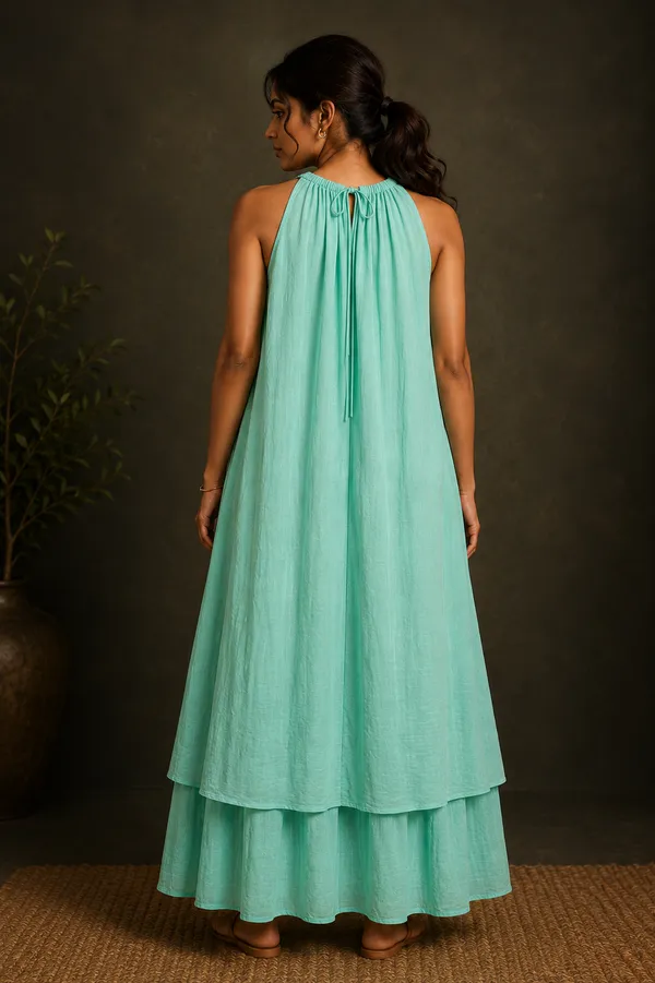 Mint_Green_Cotton_Halter_Neck_Tiered_Maxi_Dress_For_Women