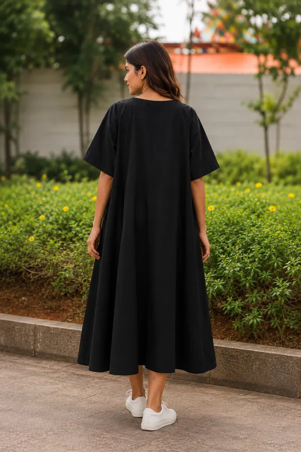 Black_Handloom_Cotton_Loose_Fit_Maxi_Dress_For_Women