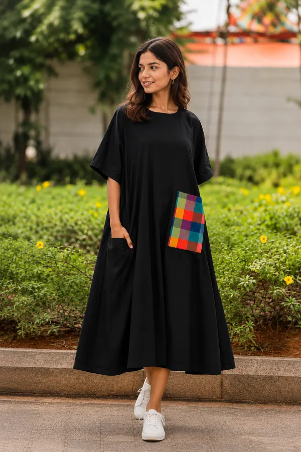 Black_Handloom_Cotton_Loose_Fit_Maxi_Dress_For_Women