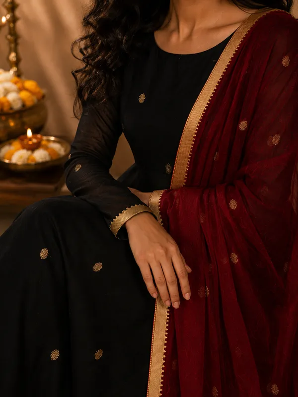Brown_Handloom_Cotton_Flared_Anarkali_Kurta_Set_For_Women