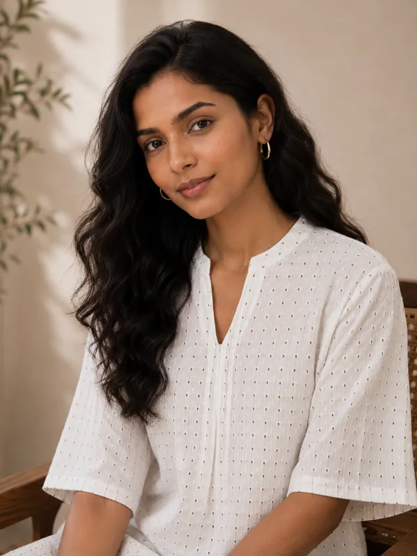 White_Handloom_Cotton_Relaxed_Fit_Eyelet_Kurta_Set_For_Women