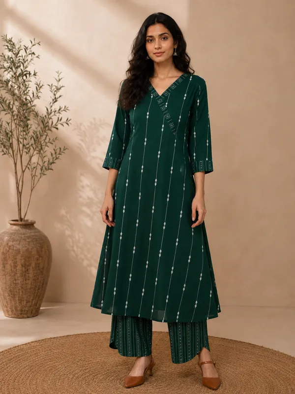 Green_Handloom_Cotton_A-Line_Kurta_Set_For_Women