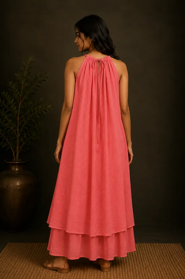 Coral_Cotton_Flowy_Halter_Neck_Maxi_Dress_For_Women