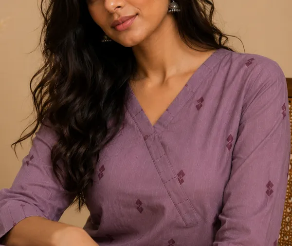 Mauve_Handloom_Cotton_Straight_Kurta_Set_For_Women