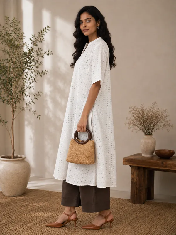 White_Handloom_Cotton_Relaxed_Fit_Eyelet_Kurta_Set_For_Women