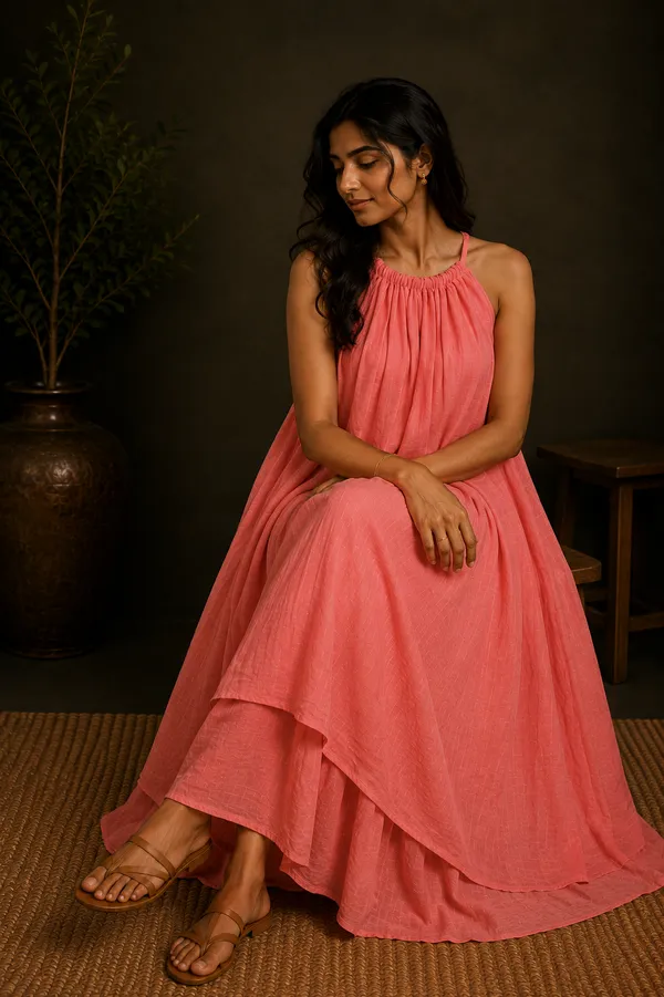Coral_Cotton_Flowy_Halter_Neck_Maxi_Dress_For_Women