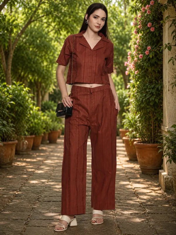Rust_Cotton_Relaxed_Fit_Co-Ord_Set_For_Women