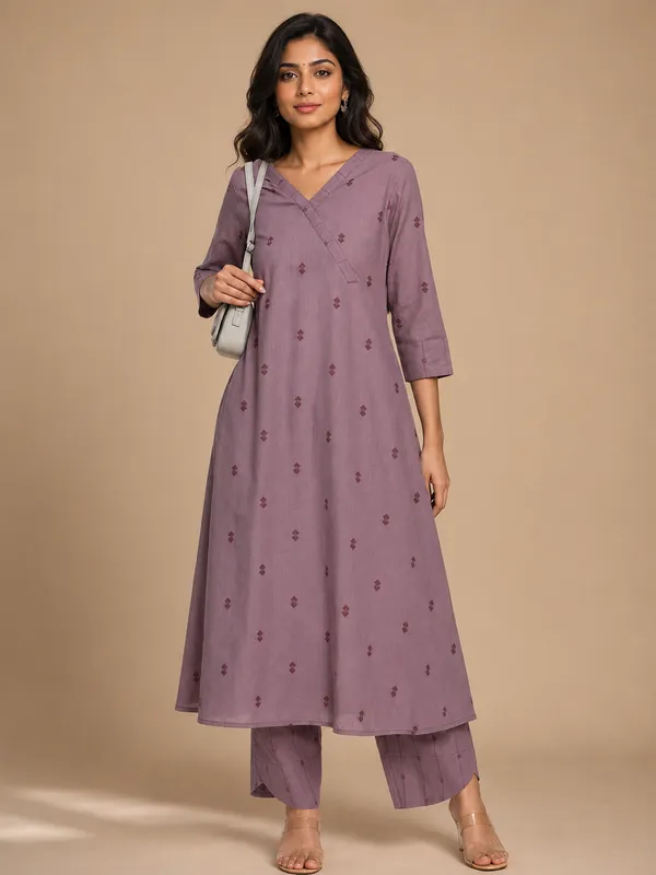 Mauve_Handloom_Cotton_Straight_Kurta_Set_For_Women