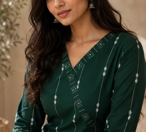 Green_Handloom_Cotton_A-Line_Kurta_Set_For_Women