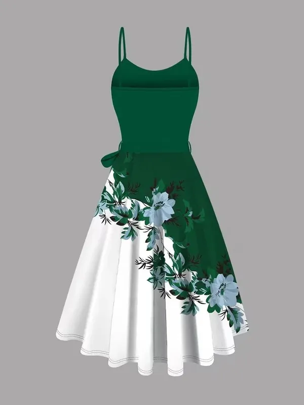 Green_And_White_Valentino_Floral_Fit_And_Flare_Dress_Set_For_Women