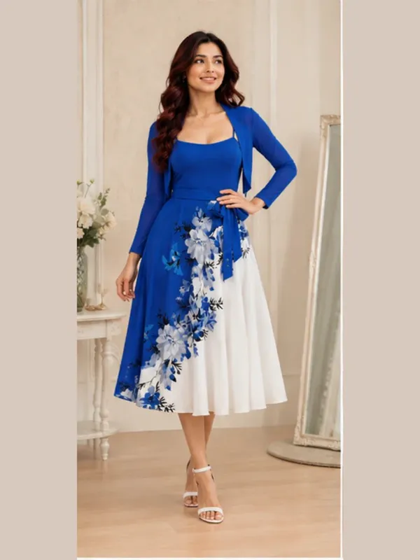 Blue_And_White_Valentino_Fit_And_Flare_Midi_Dress_Set_For_Women
