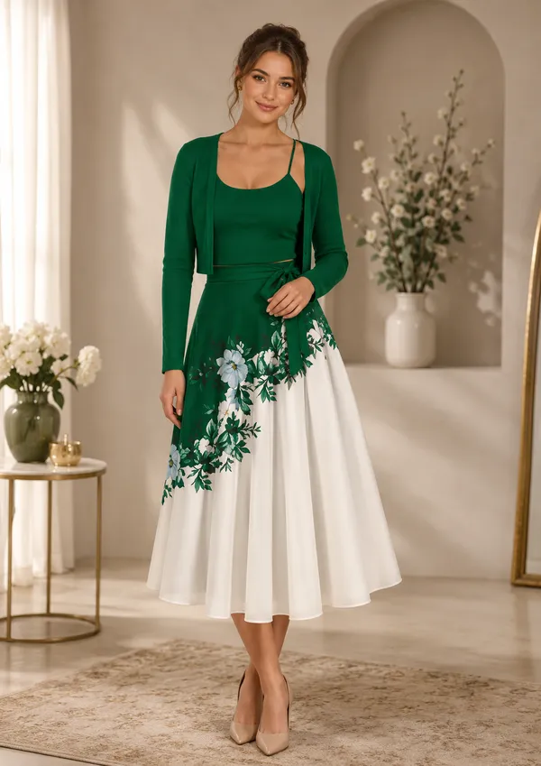 Green_And_White_Valentino_Floral_Fit_And_Flare_Dress_Set_For_Women