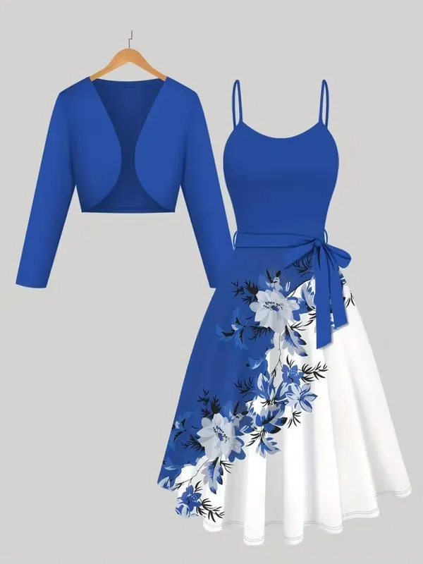 Blue_And_White_Valentino_Fit_And_Flare_Midi_Dress_Set_For_Women