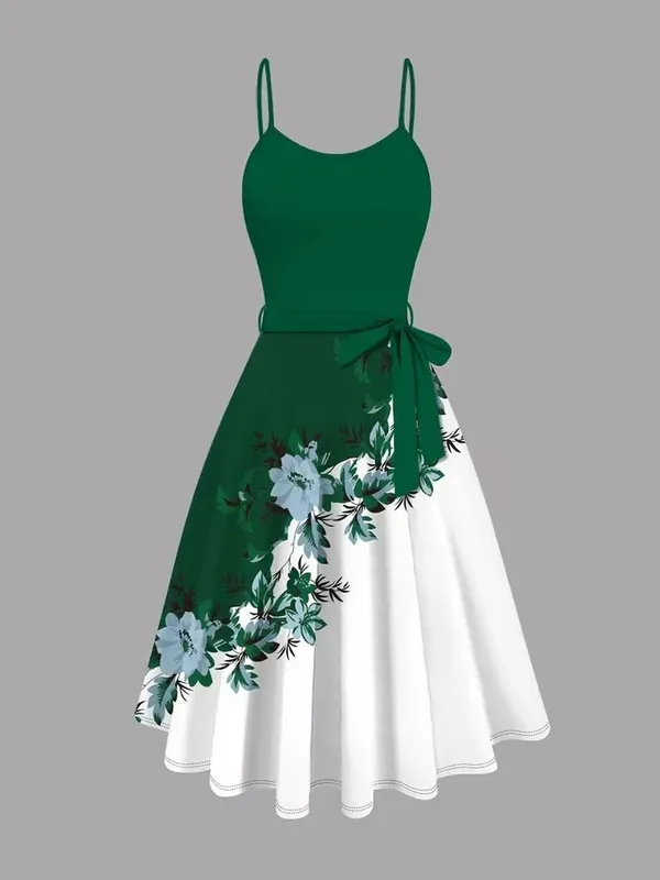 Green_And_White_Valentino_Floral_Fit_And_Flare_Dress_Set_For_Women