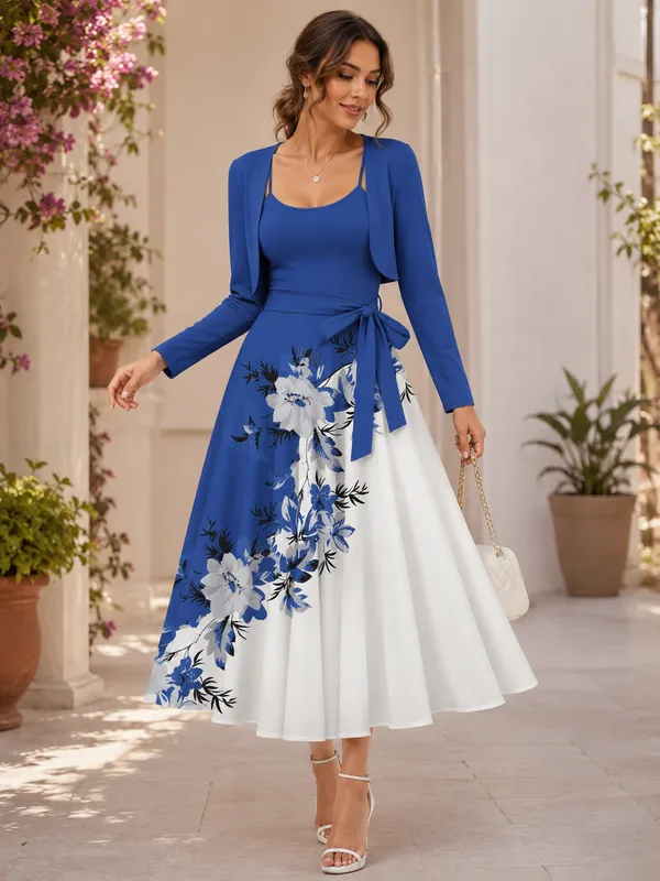 Blue_And_White_Valentino_Fit_And_Flare_Midi_Dress_Set_For_Women