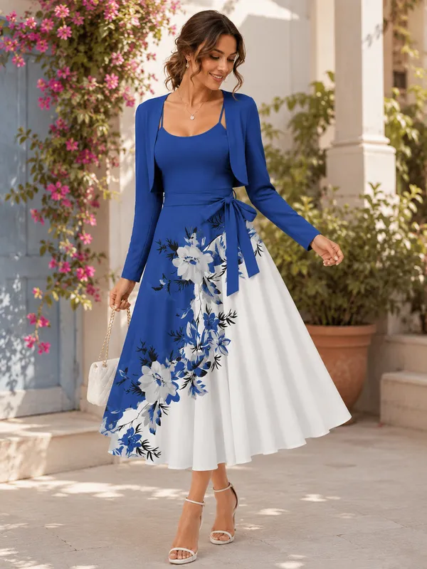 Blue_And_White_Valentino_Fit_And_Flare_Midi_Dress_Set_For_Women